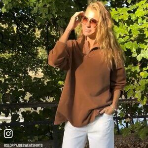 Sloppy Joe Collared Sweatshirt in Tan, Size 3